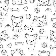 These spring coloring pages are sure to get the kids in the mood for warmer weather. Seamless Pattern Black And White Cute Hand Drawn Dog Doodle Coloring Pages Print Royalty Free Cliparts Vectors And Stock Illustration Image 143574806