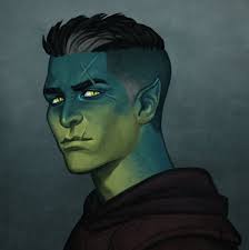 -no tusks -mottled skin tone -eye slits -clawed hands inb4 Fjord is half  Yuan-ti Pureblood, not half-orc