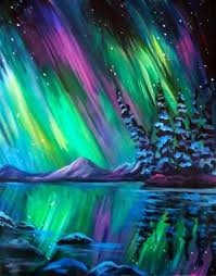 Daily Paintworks Northern Lights Demo Original Fine Art For Sale C Jackie Irvine Northern Lights Art Night Sky Art Northern Lights Painting