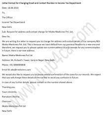 Letter Format For Change Of Email And Contact Number In Income Tax Department Lettering Income Tax Letter Writing Samples