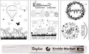 Motiv und größe aussuchen größe m füllt ein a4 blatt. Rayher 70037000 Malvorlagen Fur Fensterdeko Mit Kreidemarker Fensterbilder Zum Malen Fur Fruhling Und Ostern 3 Vorlagen Mit Kreidestift 59 4x84 Cm Amazon De Kuche Haushalt