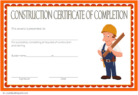 Construction Training Certificate Template Free 3