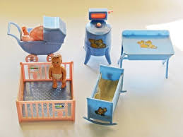 1950s Renwal Dollhouse Furniture Pink Blue Baby S Room 6pc Set Dollhouse Furniture Baby Doll Furniture Doll House