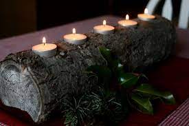 Handcrafted Holiday Yule Log Candle Holder Tutorial To Make A Yule Log Candle Holder Perfect In Time For Yule Dec Log Candle Holders Log Candles Yule Log