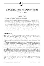 Pdf Humility And Its Practice In Nursing