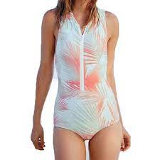 Women S Printed Sleeveless Protection Rash Guard Swimsuit Beachwear Orange Cg1832nr2ur Long Sleeve Swimwear Women S One Piece Swimsuits Swimsuits