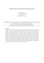 Pdf French Feminism National And International Perspectives