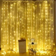 Amazon Com Led Curtain Lights 9 8 X 9 8 Feet 300 Leds 8 Modes With Waterproof Connector Warm White Garden Outdoor