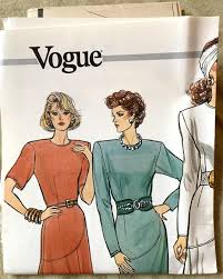Buy Vintage 1980's Vogue Pattern 9747, Misses' Dress, UNCUT/FF, Size  8-10-12 Online in India
