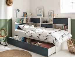Le lit mezzanine avec rangement est parfait pour résoudre le problème du couchage dans un studio ou une petite surface. Lit Enfant Avec Rangements Opus Blanc Bleu Un Lit 90x190 10 Cases