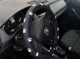 Black And White Steering Wheel Cover Steering Wheel Cover Cat Car Accessories Cute Steering Wheel Wheel Cover For Woman Dog Steering Wheel Anim Steering Wheel Cover Dog Car Accessories Wheel Cover