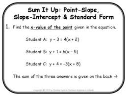 Point Slope Slope Intercept Standard Form Digital Distance Learning Writing Linear Equations Standard Form Slope Intercept