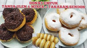 • terigu 2 gelas belimbing, aku pake segitiga biru • telur 2 butir. Resep Donat Empuk Tanpa Ulen Tanpa Mixer Takaran Sendok Donat Empuk Anti Gagal Youtube