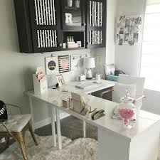 Beautiful L Shaped Desk And Organized Cabinets Home Office Space Home Office Decor Home Office Design