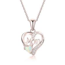 Fill mom's day with love with a personalized necklace that can be customized with anything from birthstones to children's names, a gift that. Mom Heart Necklace With Opal