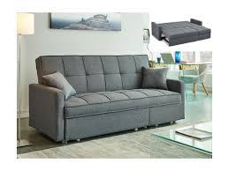 Divano letto con materasso profondo e rivestimento sfoderabile, disponibile in 4 dimensioni: Divano Letto 3 Posti In Tessuto Grigio Chiaro Canetti