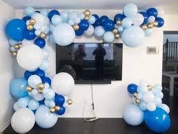 Blue and gold birthday decorations. Blue And Gold Balloon Garland Arch Kit For Boy S Birthday Party Decorations Balloon Passion