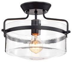 Merwin 1 Light Matte Black Semi Flush Ceiling Lamp Transitional Flush Mount Ceiling Lighting By Warehouse Of Tiffany