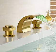 Which is the best brand of bathroom faucet? Shop Campinas Gold Polished Led Waterfall Bathroom Sink Faucet At Fontanashowers Com