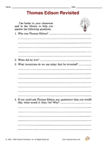 See more ideas about thomas edison, thomas edison activities, edison. Inventors Thomas Edison Revisited Printable 2nd 3rd Grade Teachervision