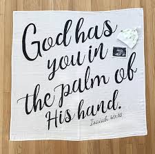 This verse is a beautiful reminder of god's love for his children! 100 Gots Muslin Cotton Receiving Blanket Isaiah 49 16 Baby Shower Christening Baptism Or Dedication Gift Bless Our Littles Baby Swaddle Scripture Blanket With Bible Verse Quote Sg B07cz3ynj4 Us Nursery Bedding Home Kitchen