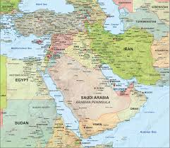 Digital Map Middle East Political With Relief 1315 The World Of Maps Com