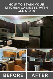 How To Stain Oak Kitchen Cabinets With Gel Stain Stained Kitchen Cabinets Staining Cabinets Redo Kitchen Cabinets