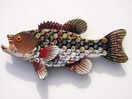 Bottlecap Fish Metal Wall Art Large Mouth Bass Modern Metal Wall Art Metal Fish Wall Art Metal Wall Art Living Room