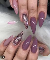Leopard print almond shape acrylic nails. Glitter Almond Nails Purple Novocom Top