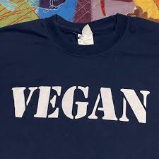 Save 8% with coupon (some sizes/colors) Vegan Crop T Shirt Womens M Blue Plant Based Diet Cut Off Short Sidelineswap