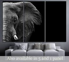Black And White Elephant Wall Pictures Powerful Image Of An Elephant In Black And White 3262 Ready To Hang Canvas Print Elephant Black And White Elephant Canvas Powerful Images