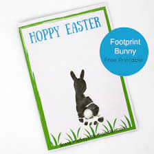 Make a footprint easter bunny card using your babies, toddlers or preschoolers footprint. Footprint Easter Bunny Card Messy Little Monster