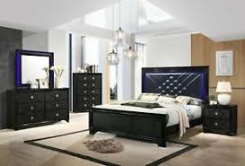 Packages make it easy to complete your bedroom without the headache of shopping for pieces separately. Contemporary Glam 5 Piece Bedroom Set Queen Bed Led Headboard Argyle Pattern Ebay