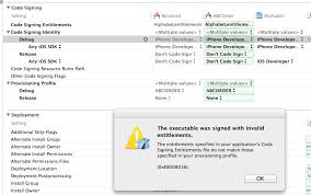 The Executable Gets Signed With Invalid Entitlements In Xcode Stack Overflow