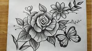 See more ideas about flower drawing, drawings, art tutorials. How To Draw Flowers Butterfly With Pencil Sketch Rose Flower Drawing Butterfly Drawing Youtube