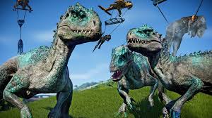 I make dinosaur battle video! Indoraptor Prototype 4 Indominus Rex Vs 4 T Rex Vs 4 Allosaurs Jurassic World Evolution Dinosaurs Battle Facebook