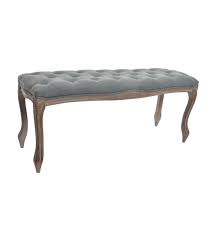 Pie de cama Dora madera tapicería azul