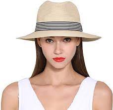 Morsun Wide Brim Fedora Sun Hats For Women Upf 55 Roll Up Straw Panama Beach Wear Beige Wide Brim Fedora Sun Hats For Women Hats For Women