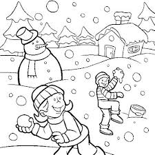 Children Playing Snow In Winter Coloring Page Coloring Pages Winter Cool Coloring Pages Snowman Coloring Pages
