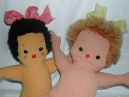 RARE WENDY BOSTON CLOTH DOLL TWO VINTAGE RAG DOLLS WENDY BOSTON TEDDY BEAR  LABEL