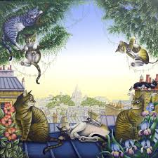 Le pauvre minou gris et blanc n'avait aucune prise sur le toit du véhicule, qui a roulé à 96 km/h pendant plus de trois kilomètres. Sur Les Toits De Paris Malerei Von Bernard Vercruyce Artmajeur