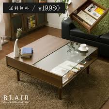 楽天市場 テーブル ローテーブル ガラステーブル 引き出し 木製 収納 90 正方形 北欧 ディスプレイ センターテーブル ガラス おしゃれ リビング テーブル インテリア モダン シンプル コーヒーテーブル ミッドセンチュリー 西海岸 高さ40cm blair ブレア ブラウン