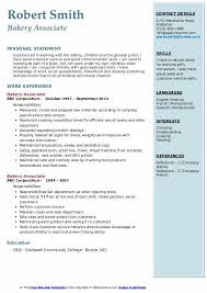 bakery associate resume samples