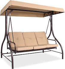 It can also be completely removed. Amazon Com Best Choice Products 3 Seat Outdoor Large Converting Canopy Swing Glider Patio Hammock Lounge Chair For Porch Backyard W Flatbed Adjustable Shade Removable Cushions Tan Garden Outdoor