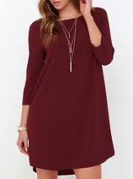 Wine Red Round Neck Slim Bodycon Dress Shein Sheinside Long Sleeve Casual Dress Long Sleeve Short Dress Red Long Sleeve Dress