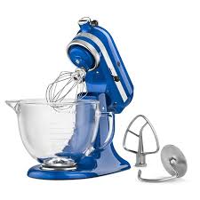 Stainless steel mixing bowl with ergonomic handle to minimize cramping. Kitchenaid Ksm155gbeb 10 Speed Stand Mixer W 5 Qt Glass Bowl Accessories Electric Blue