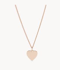 Wear this graceful open heart pendant as a symbol of your love. Heart Rose Gold Tone Stainless Steel Necklace Jf03021791 Fossil
