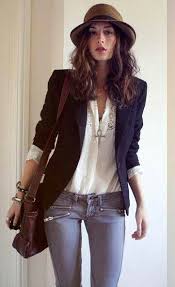 Black Blazer And Jeans Woman Black Blazer Grey Jeans For Women Spring Working Style With Images Fashion Blazer Outfits Casual Street Style