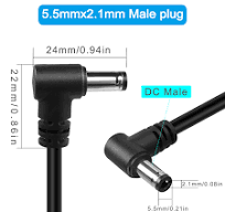 HATMINI DC 5521 Câble d'alimentation en queue de cochon à angle droit de 90  degrés 18 AWG prise mâle d'alimentation CC vers fil nu extrémité ouverte ...