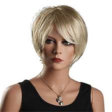 Vrouwen Bob Korte Steil Blond Haar Pruik Bangs Cosplay Volle Pruiken